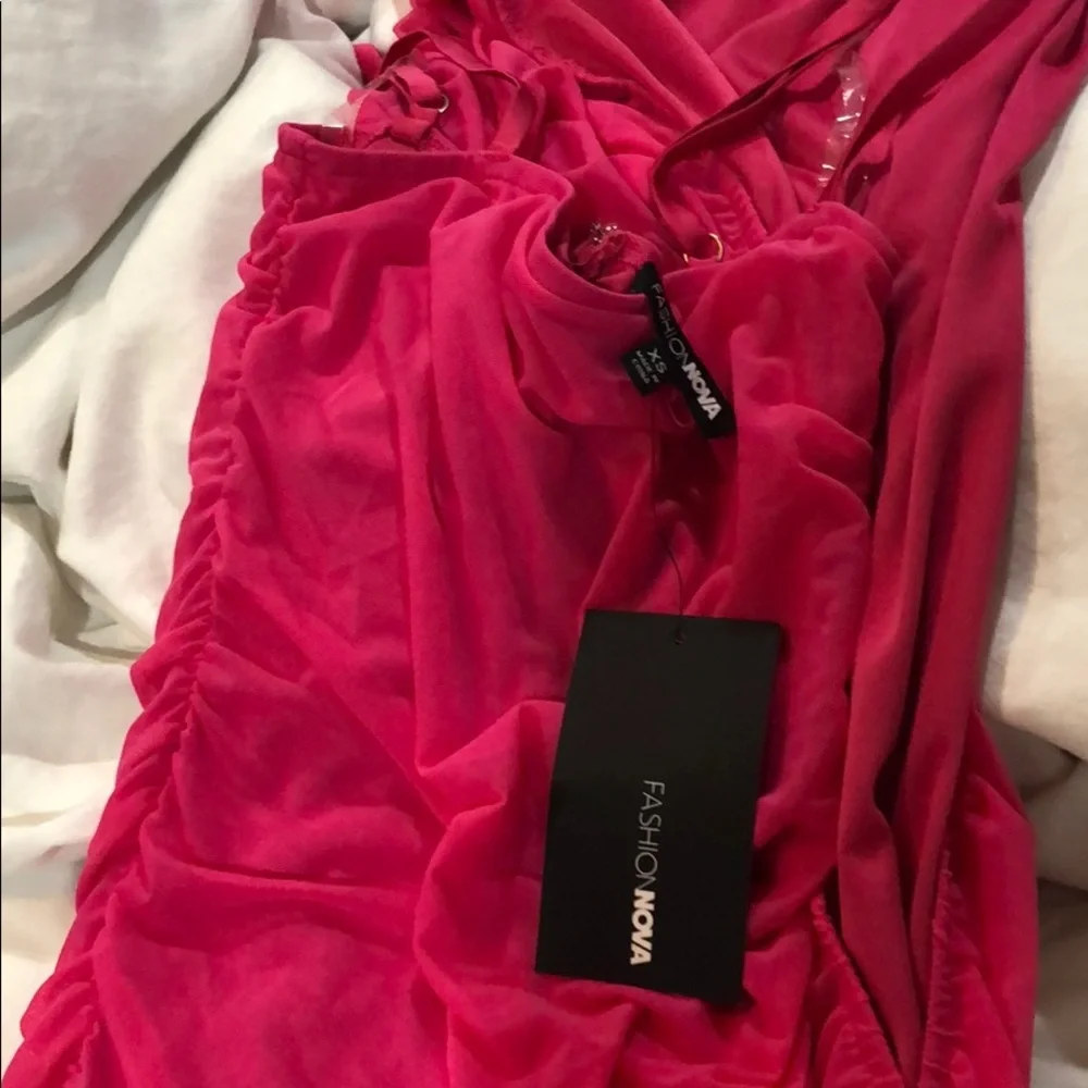 Pink Mesh Runch Dress - Picture 4 of 4